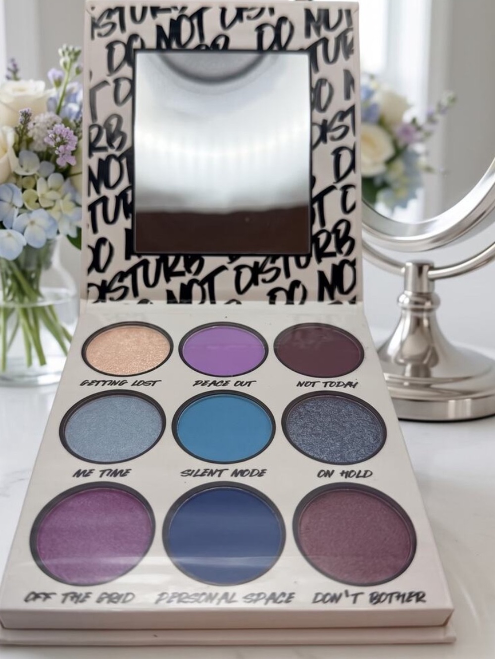 BH Cosmetics Do Not Disturb 9 Color Eyeshadow Palette Blue Purple NEW